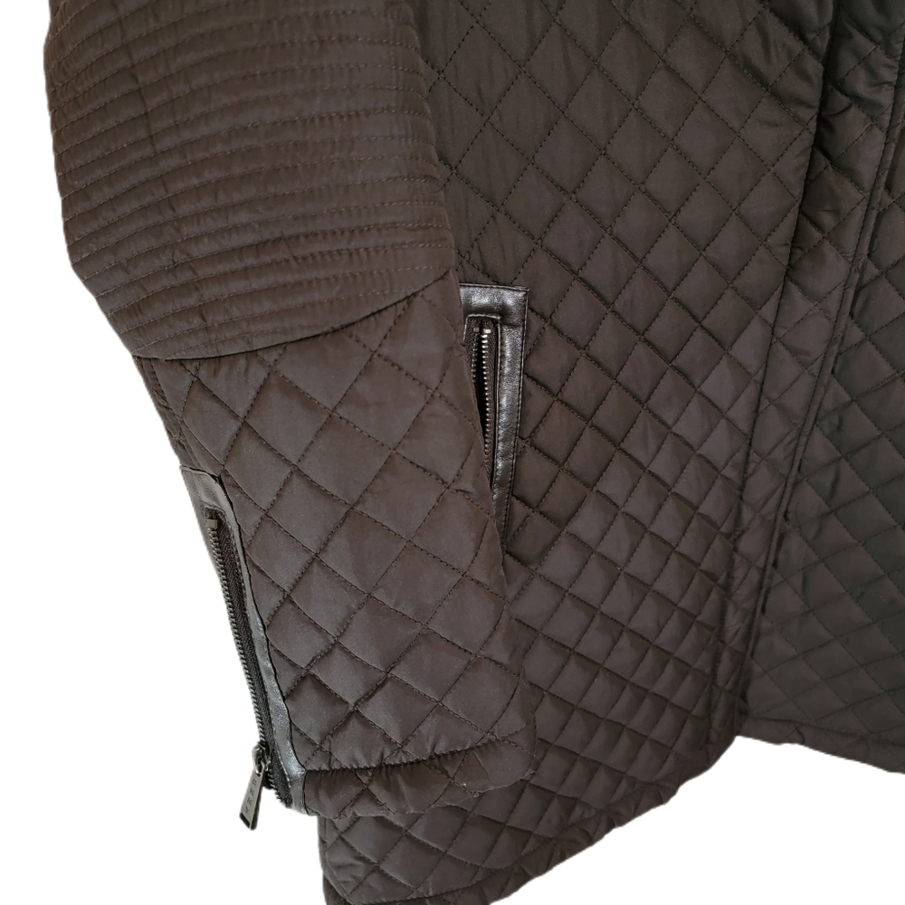 Women's DKNY Quilted Puffer Jacket Coat size Medium Brown - Picture 2 of 9